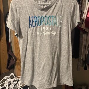 Aeropostale Gray Tee with Blue Graphic size xl but fits like a large
